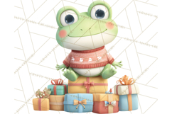 Whimsical Frog Christmas Clipart PNG, Holiday Frog Product Image 2
