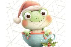 Whimsical Frog Christmas Clipart PNG, Holiday Frog Product Image 3