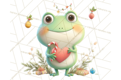 Whimsical Frog Christmas Clipart PNG, Holiday Frog Product Image 4
