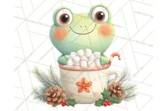 Whimsical Frog Christmas Clipart PNG, Holiday Frog Product Image 5
