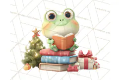 Whimsical Frog Christmas Clipart PNG, Holiday Frog Product Image 2