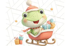 Whimsical Frog Christmas Clipart PNG, Holiday Frog Product Image 3