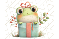 Whimsical Frog Christmas Clipart PNG, Holiday Frog Product Image 4
