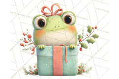 Whimsical Frog Christmas Clipart PNG, Holiday Frog Product Image 4