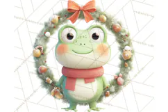 Whimsical Frog Christmas Clipart PNG, Holiday Frog Product Image 5