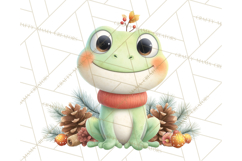 Whimsical Frog Christmas Clipart PNG, Holiday Frog Product Image 3