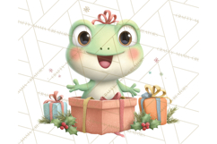 Whimsical Frog Christmas Clipart PNG, Holiday Frog Product Image 4