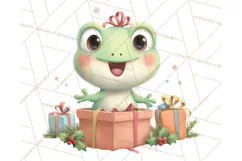 Whimsical Frog Christmas Clipart PNG, Holiday Frog Product Image 4