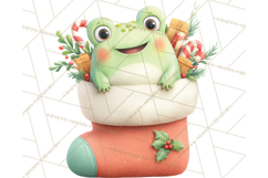 Whimsical Frog Christmas Clipart PNG, Holiday Frog Product Image 5