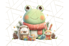 Whimsical Frog Christmas Clipart PNG, Holiday Frog Product Image 2