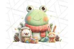 Whimsical Frog Christmas Clipart PNG, Holiday Frog Product Image 2