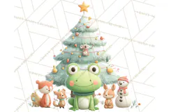 Whimsical Frog Christmas Clipart PNG, Holiday Frog Product Image 3