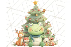 Whimsical Frog Christmas Clipart PNG, Holiday Frog Product Image 4