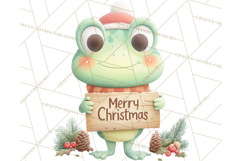 Whimsical Frog Christmas Clipart PNG, Holiday Frog Product Image 5