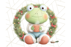 Whimsical Frog Christmas Clipart PNG, Holiday Frog Product Image 2