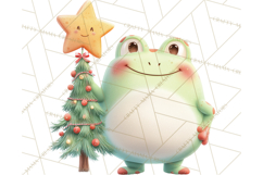 Whimsical Frog Christmas Clipart PNG, Holiday Frog Product Image 3