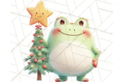Whimsical Frog Christmas Clipart PNG, Holiday Frog Product Image 3