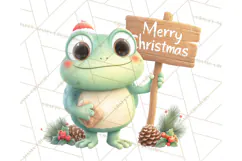 Whimsical Frog Christmas Clipart PNG, Holiday Frog Product Image 4