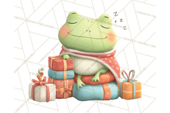 Whimsical Frog Christmas Clipart PNG, Holiday Frog Product Image 5