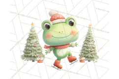 Whimsical Frog Christmas Clipart PNG, Holiday Frog Product Image 3