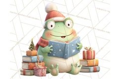 Whimsical Frog Christmas Clipart PNG, Holiday Frog Product Image 4