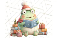 Whimsical Frog Christmas Clipart PNG, Holiday Frog Product Image 4
