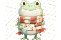 Whimsical Frog Christmas Clipart PNG, Holiday Frog Product Image 5
