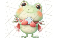 Whimsical Frog Christmas Clipart PNG, Holiday Frog Product Image 2