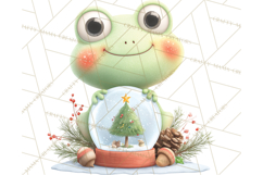 Whimsical Frog Christmas Clipart PNG, Holiday Frog Product Image 3