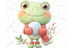 Whimsical Frog Christmas Clipart PNG, Holiday Frog Product Image 5