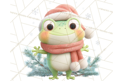 Whimsical Frog Christmas Clipart PNG, Holiday Frog Product Image 2