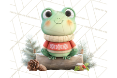 Whimsical Frog Christmas Clipart PNG, Holiday Frog Product Image 5
