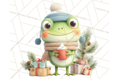 Whimsical Frog Christmas Clipart PNG, Holiday Frog Product Image 3