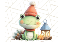 Whimsical Frog Christmas Clipart PNG, Holiday Frog Product Image 5