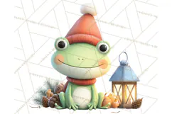 Whimsical Frog Christmas Clipart PNG, Holiday Frog Product Image 5
