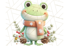 Whimsical Frog Christmas Clipart PNG, Holiday Frog Product Image 2