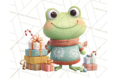 Whimsical Frog Christmas Clipart PNG, Holiday Frog Product Image 3