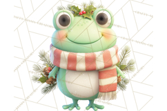 Whimsical Frog Christmas Clipart PNG, Holiday Frog Product Image 4