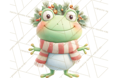 Whimsical Frog Christmas Clipart PNG, Holiday Frog Product Image 5