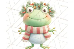 Whimsical Frog Christmas Clipart PNG, Holiday Frog Product Image 5