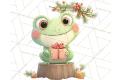 Whimsical Frog Christmas Clipart PNG, Holiday Frog Product Image 4