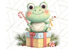 Whimsical Frog Christmas Clipart PNG, Holiday Frog Product Image 5
