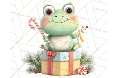 Whimsical Frog Christmas Clipart PNG, Holiday Frog Product Image 5