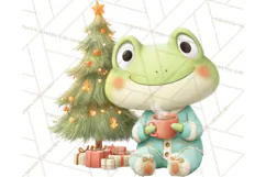 Whimsical Frog Christmas Clipart PNG, Holiday Frog Product Image 3
