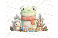 Whimsical Frog Christmas Clipart PNG, Holiday Frog Product Image 4