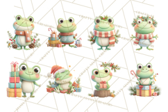 Whimsical Frog Christmas Clipart PNG, Holiday Frog Product Image 9