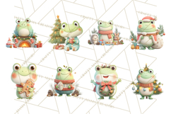 Whimsical Frog Christmas Clipart PNG, Holiday Frog Product Image 7