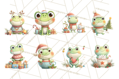 Whimsical Frog Christmas Clipart PNG, Holiday Frog Product Image 2