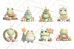 Whimsical Frog Christmas Clipart PNG, Holiday Frog Product Image 6