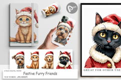 Festive Furry Friends Digital Paper Product Image 1